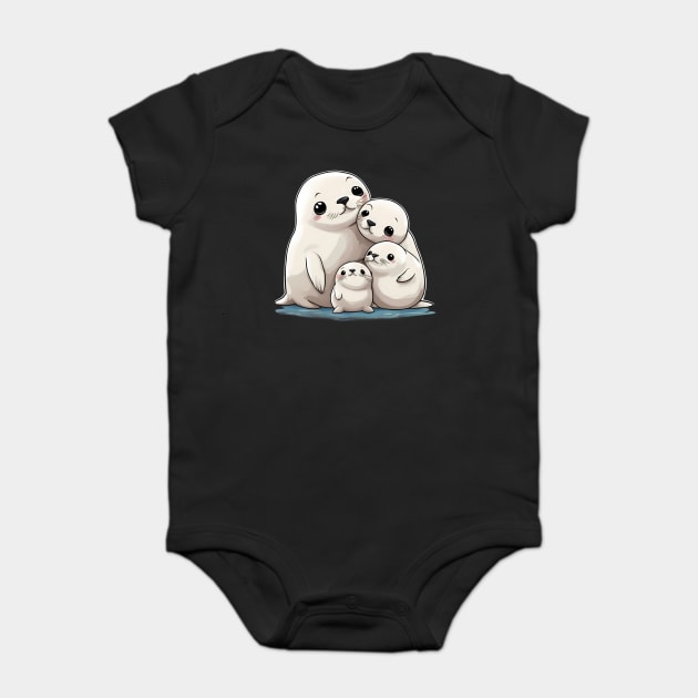 Arctic Seal Family Baby Bodysuit by animegirlnft